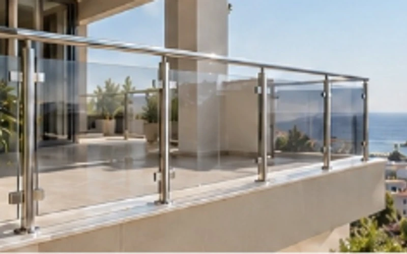Balkon krom taşıyıcılı pleksi korkuluk örnek uygulaması Erdemli